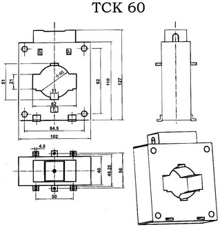 Габаритные размеры трансформатора ТСК-60