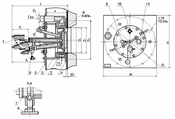 Рис.1. Схематическое изображение горелки ГМ-1.