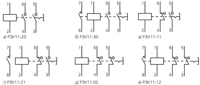 Схема подключений реле РЭУ-11