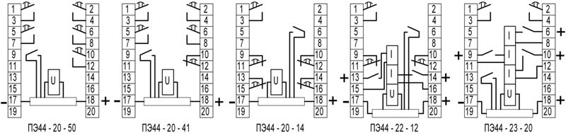 Схемы подключения реле ПЭ44, ПЭ44-М
