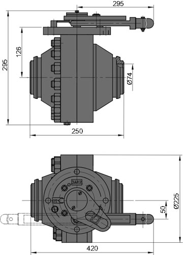 Рис.1. Габаритные и присоединительные размеры крана шарового DN 80 PN 100 с ручным приводом