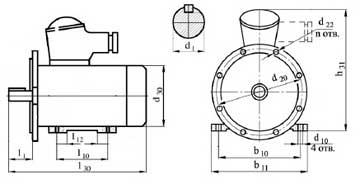 Рис.1. Габаритные и присоединительные размеры электродвигателя АИММ 132M8