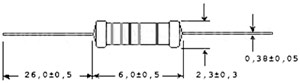 Рис.1. Габаритные и присоединительные размеры резистора 100 Ом 1% 0.25W