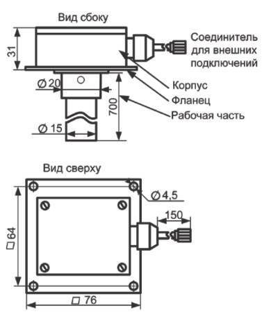 Габаритные размеры датчика