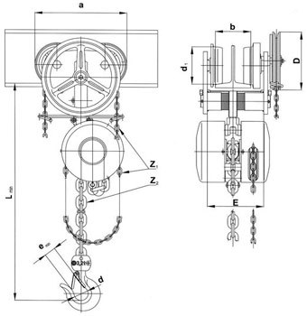 Рис.1. Схема тали ручной передвижной Z 210