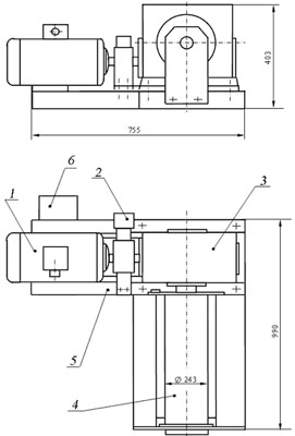 Рис.1. Схема лебедки электрической ЛЭЧ–0,25–75