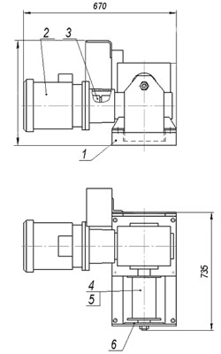 Рис.1. Схема лебедки электрической ЛЭЧ–0,36–30