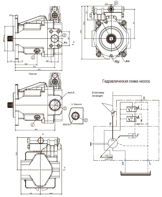 Габаритные размеры насосы аксиально-поршневого С с обьемом 28