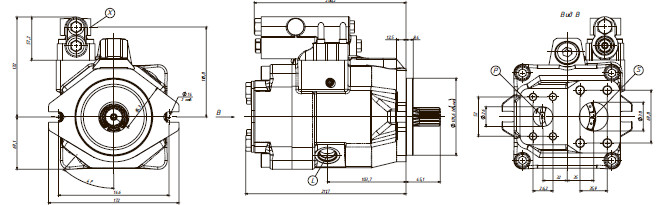 Габаритные размеры насосы аксиально-поршневого С с обьемом 45