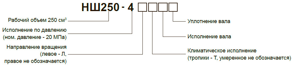 Структура условного обозначения насосов шестеренных серии Antey