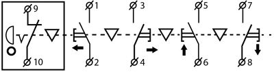 Рис.1 Схема подключения поста кнопочного XAL-B3-4713К