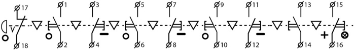 Рис.1 Схема подключения поста кнопочного XAL-B3-8713К